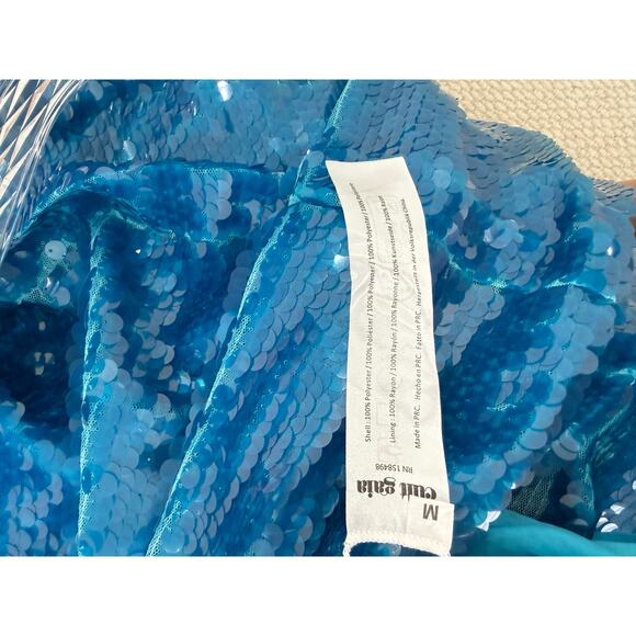 Cult Gaia Lily Sequence Dress Blue Halter Neckline Key Hole Size M NWT - Picture 9 of 9
